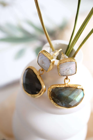 Opulence İnci Labrodorit Kadın Küpe