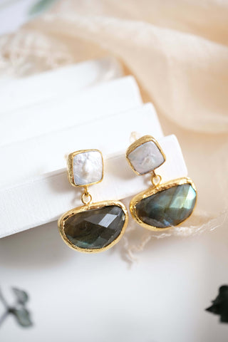 Opulence İnci Labrodorit Kadın Küpe