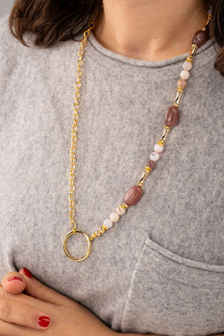 Gleam Pembe Kuvarz Uzun Kadın Kolye