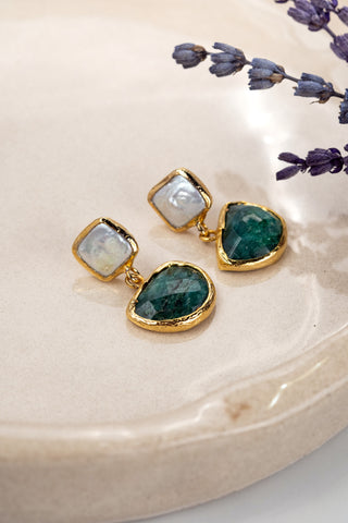 Opulence Zümrüt İnci Kadın Küpe