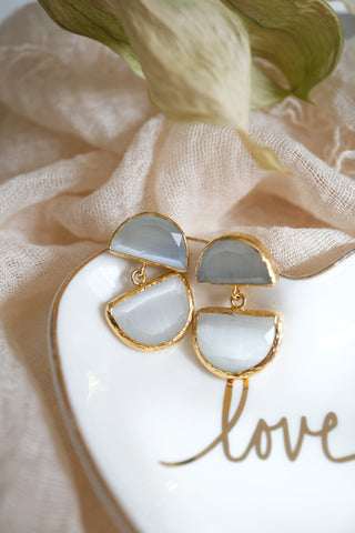 Kedi Gözü Luna Semi Küpe