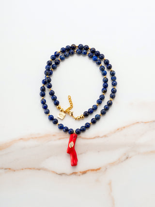 Leontine Lapis Lazuli Mercan Kolye