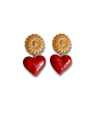 Nadine Kadın Kalpli Murano Cam Küpeler