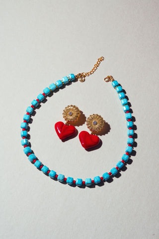 Nadine Kadın Kalpli Murano Cam Küpeler